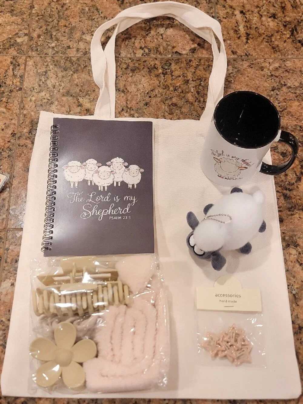 Sheep Graphic Tote Bag with Matching Mug & Notebook GIFT SET